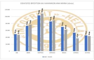 Αγροτικά Προϊόντα: Αυξημένες οι εισαγωγές φρούτων και λαχανικών το Α επτάμηνο +3,48%