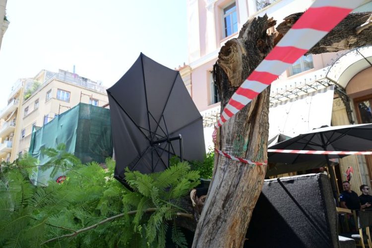 Έπεσαν δέντρα στην πλατεία Αγίας Ειρήνης και τραυματίστηκαν δύο άνθρωποι – Δείτε εικόνες
