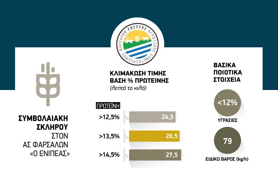 Από 24,5 έως και 27,5 λεπτά τα συμβόλαια σκληρού σίτου  στον ΑΣ Φαρσάλων «Ενιπέα»