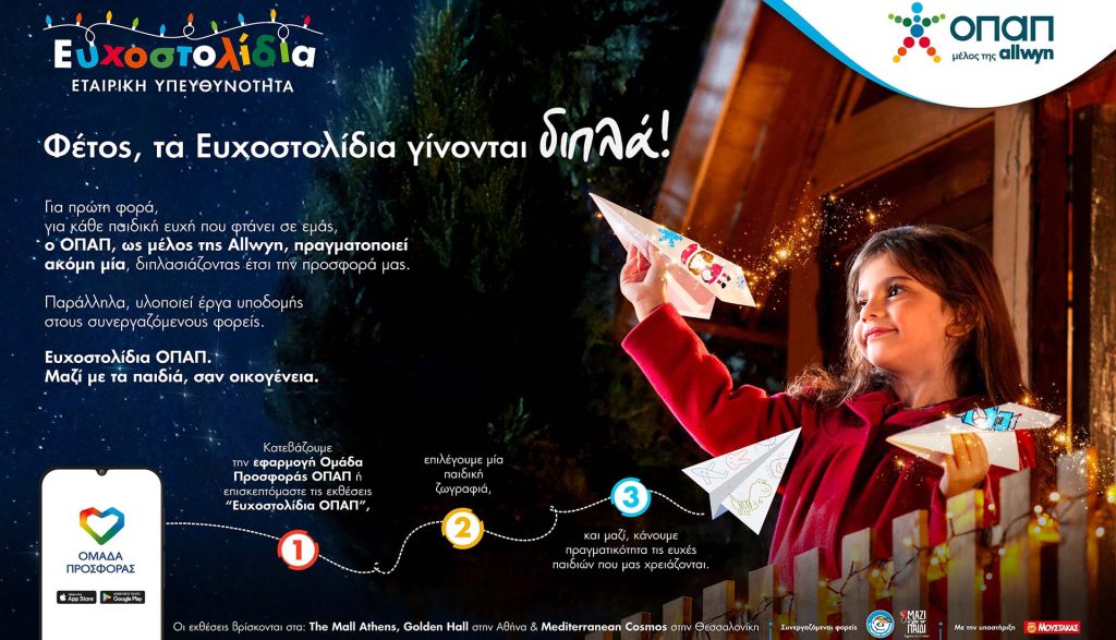 ΟΠΑΠ: Μία ευχή γίνεται δύο εφέτος τα Χριστούγεννα με τα Ευχοστολίδια