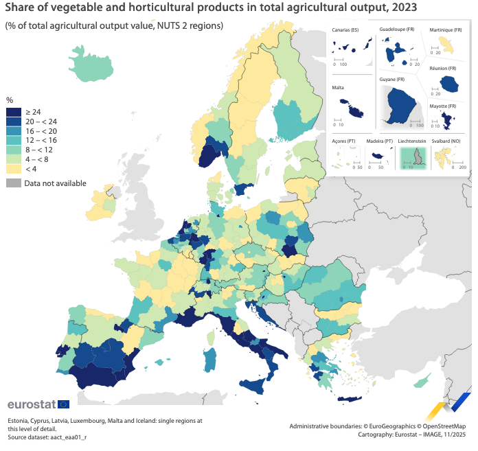 Η Ανδαλουσία με την υψηλότερη γεωργική παραγωγή σε αξία στην ΕΕ