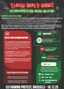 Απόρριψη συμφωνίας ΕΕ με Mercosur ζητούν οι αγρότες με φόντο τα τρακτέρ στις Βρυξέλλες