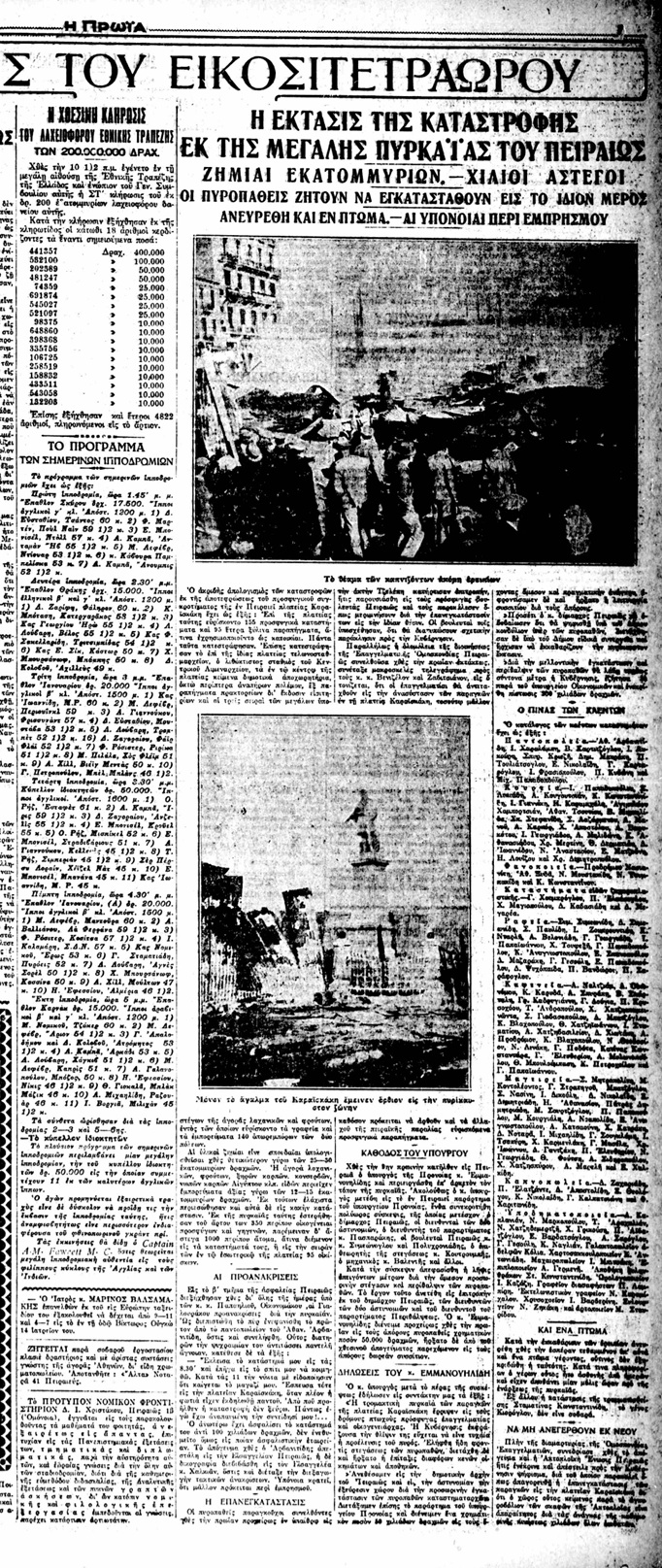 Η μεγάλη πυρκαγιά στον Πειραιά στις 4 Ιανουαρίου 1929 – Η αποτέφρωση προσφυγικών παραπηγμάτων