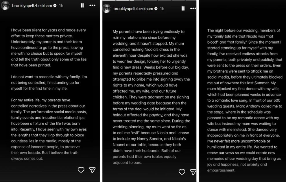 Δημόσια «πυρά» του Μπρούκλιν Μπέκαμ κατά των γονιών του: «Δεν θέλω να συμφιλιωθώ με την οικογένεια μου»