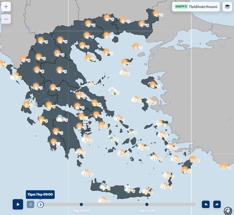 Παγωμένη Πρωτοχρονιά: Κάτω από το μηδέν ο υδράργυρος, χιόνια και ισχυροί βοριάδες