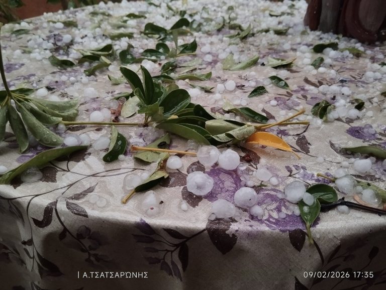 Έντονη χαλαζόπτωση έπληξε το Βροντάδο της Χίου