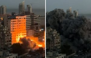 Κατάρρευσή πολυωρόφου κτιρίου στη Βηρυτό μετά από ισραηλινό βομβαρδισμό