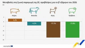 Eurostat: Μικρότερο το ζωικό κεφάλαιο της ΕΕ το 2026